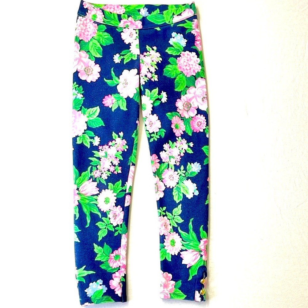 Janie and Jack Navy Floral Cuff Pointe Pant, Size 7